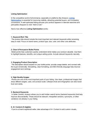 Listing Optimization