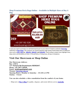 Shop Premium Heriz Rugs Online
