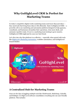 Why GoHighLevel CRM Is Perfect for Marketing Teams