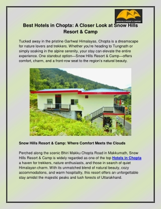 Hotels in Chopta