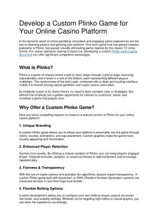 Develop a Custom Plinko Game for Your Online Casino Platform 2