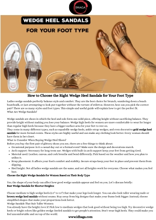 How to Choose the Right Wedge Heel Sandals for Your Foot Type