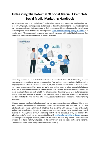 Unleashing The Potential Of Social Media: A Complete Social Media Marketing Hand