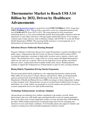 Thermometer Market to Gain Momentum as Healthcare Awareness Spreads Globally by