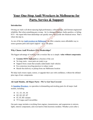 Your One-Stop Audi Wreckers in Melbourne