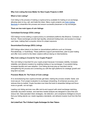 Why Coin Listing Services Matter for New Crypto Projects in 2025