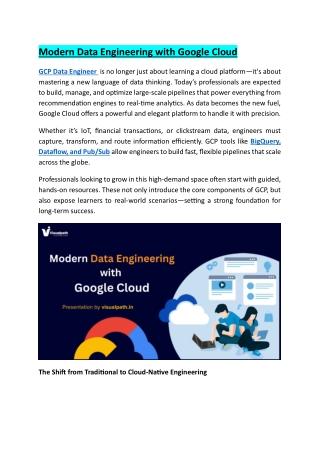 GCP Cloud Data Engineer Training - Hyderabad