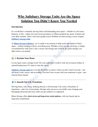 Why Salisbury Storage Units Are the Space Solution