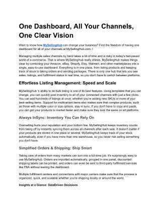 one dashboard all your channels one clear vision