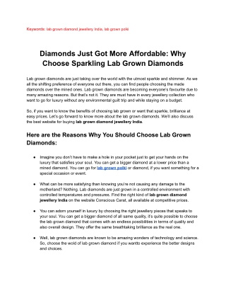Diamonds Just Got Affordable_ Why Choose Sparkling Lab Grown Diamonds
