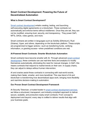Smart Contract Development Powering the Future of Decentralized Automation