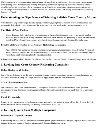 The Ultimate List for Picking a Reputable Cross Country Moving Company in Phoeni