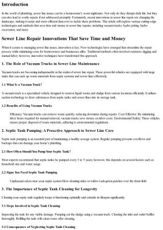 Sewer Line Repair Innovations That Save Time and Money