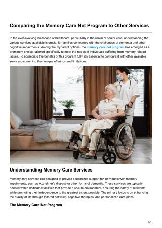 comparing the memory care net program to other