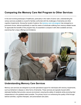 comparing the memory care net program to other