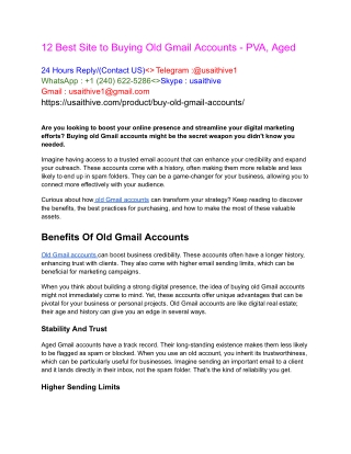 12 Best Site to Buying Old Gmail Accounts - PVA, Aged