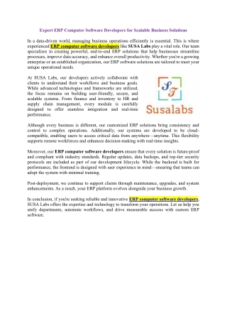 Expert ERP Computer Software Developers for Scalable Business Solutions