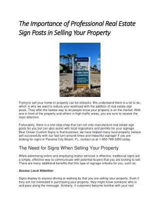 The Importance of Professional Real Estate Sign Posts in Selling Your Property