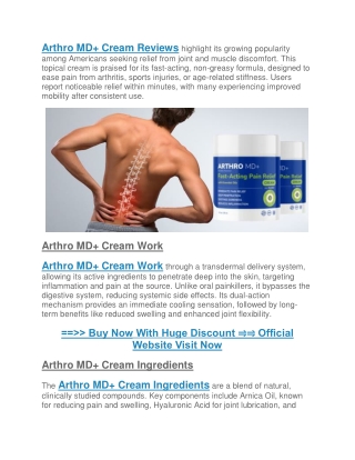 Arthro MD  Cream Reviews And Price