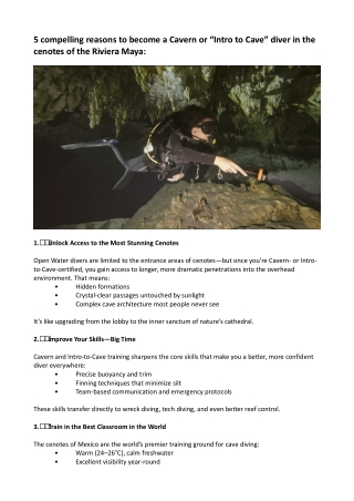 5 compelling reasons to become a Cavern or “Intro to Cave” diver in the cenotes