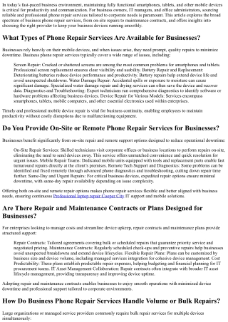 Do You Offer Phone Repair for Businesses? Comprehensive Mobile Device Repair Sol