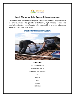 Most Affordable Solar System​  Sansolar.com.au