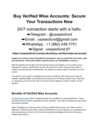Buy Verified Wise Accounts_ Secure Your Transactions Now