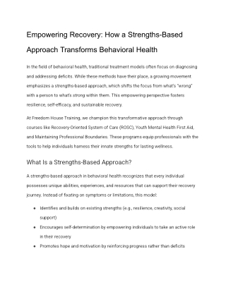Empowering Recovery_ How a Strengths-Based Approach Transforms Behavioral Health