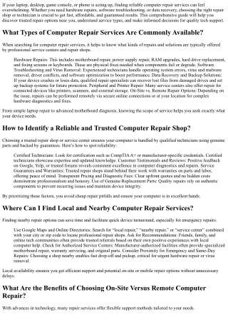 Where Can I Find Reliable Computer Repair Services in 2025?