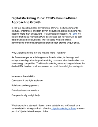 Digital Marketing Pune TEIM’s Results-Driven Approach to Growth