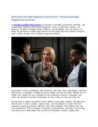 Welcome to Serenity Legal Doc Prep Services