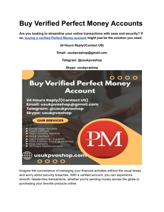 Buy Verified Perfect Money Accounts