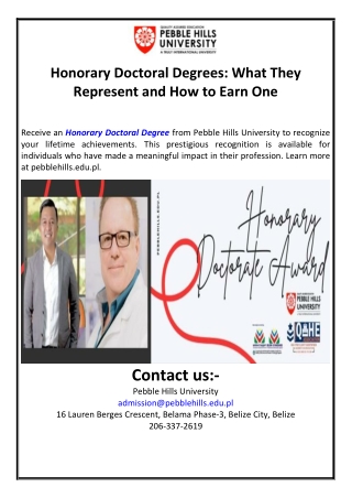 Honorary Doctoral Degrees: What They Represent and How to Earn One