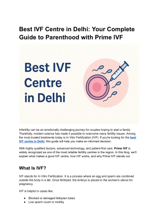 Best IVF Centre in Delhi_ Your Complete Guide to Parenthood with Prime IVF