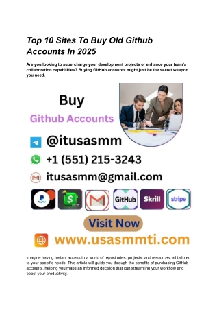 Top 10 Sites To Buy Old Github Accounts In 2025