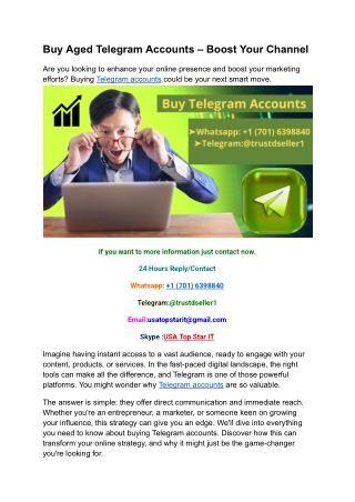 Buy Aged Telegram Accounts – Boost Your Channel