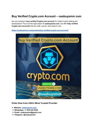 Buy Verified Crypto.com Account – usabuysmm com