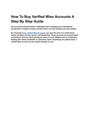How To Buy Verified Wise Accounts A Step By Step Guide