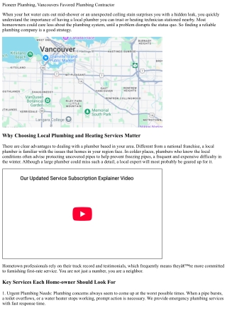 Pioneer Plumbing, Vancouvers Best Plumbing Contractor
