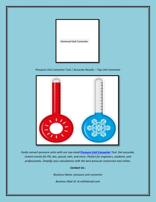 Pressure Unit Converter Tool