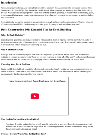 ** Deck Building And Construction 101: Vital Tips for a Stunning Outdoor Retreat