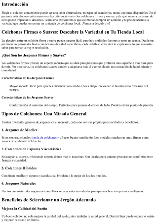 Jergones Firmes o Suaves: Descubre la Pluralidad en Tu Tienda Local