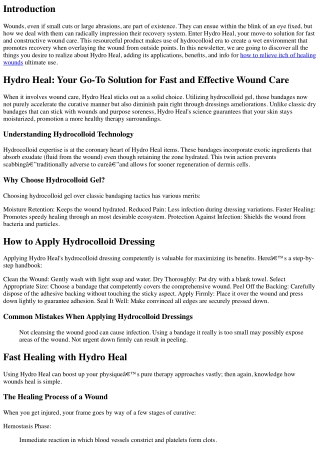 Hydro Heal: Your Go-To Solution for Fast and Effective Wound Care