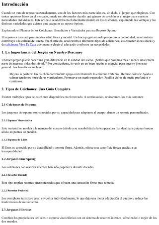 Explorando el Mundo de los Colchones: Beneficios y Variedades para un Reposo Inm
