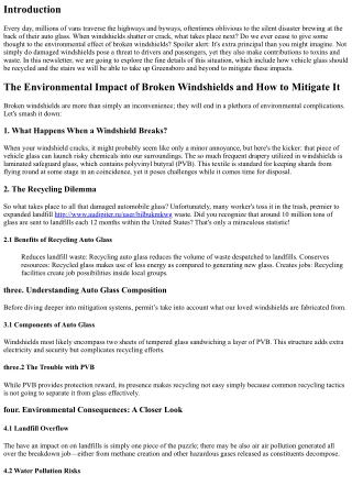 The Environmental Impact of Broken Windshields and How to Mitigate It
