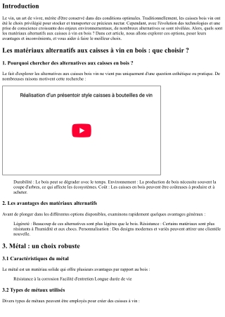 Les matériaux alternatifs aux caisses à vin en bois : que choisir ?