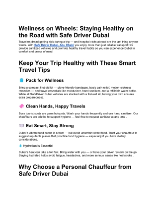 Wellness on Wheels_ Staying Healthy on the Road with Safe Driver Dubai