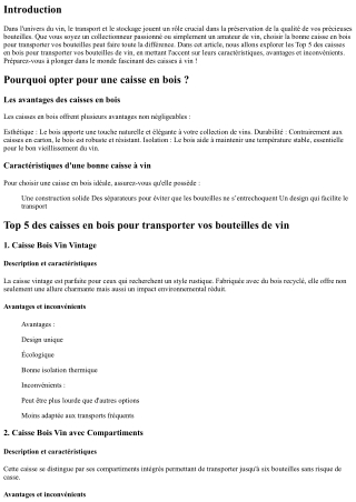 Top 5 des caisses en bois pour transporter vos bouteilles de vin