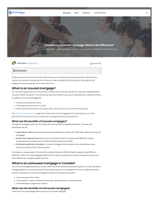 Insured vs Uninsured Mortgage - Expert Guidance Value