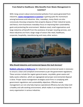 From Retail to Healthcare Who Benefits from Waste Management in Laverton